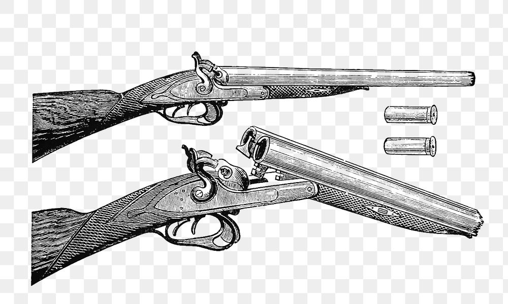 PNG Drawing of a shot guns set, transparent background