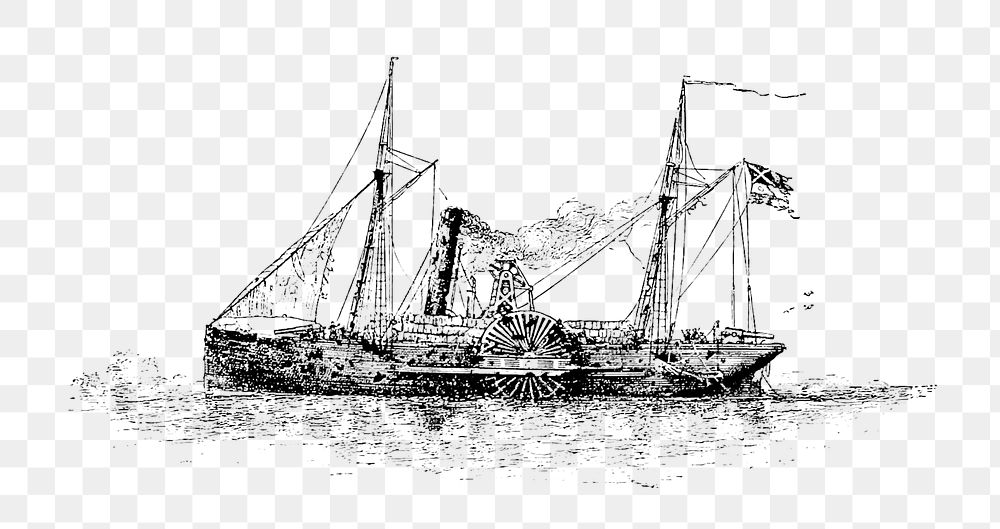 PNG Drawing of a shipwreck, transparent background