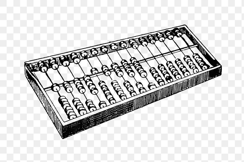 PNG Vintage European style abacus engraving, transparent background