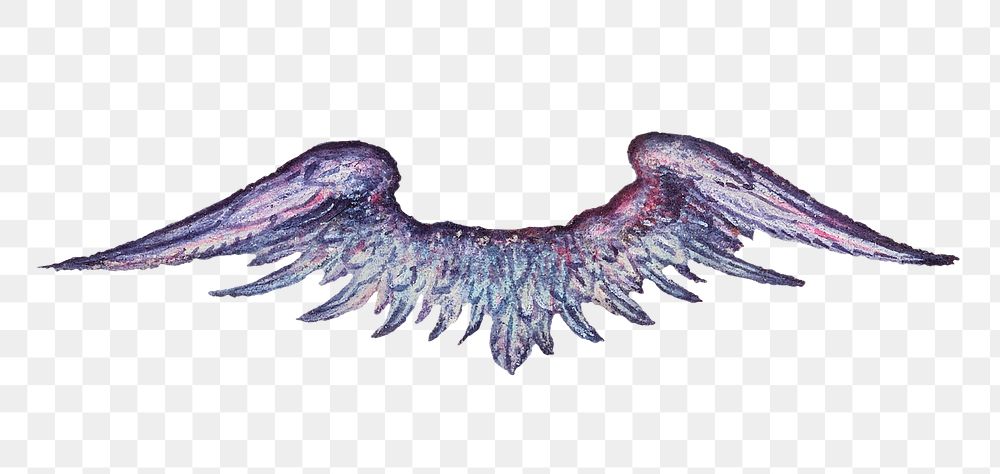 Blue mythical wings png painting ornament