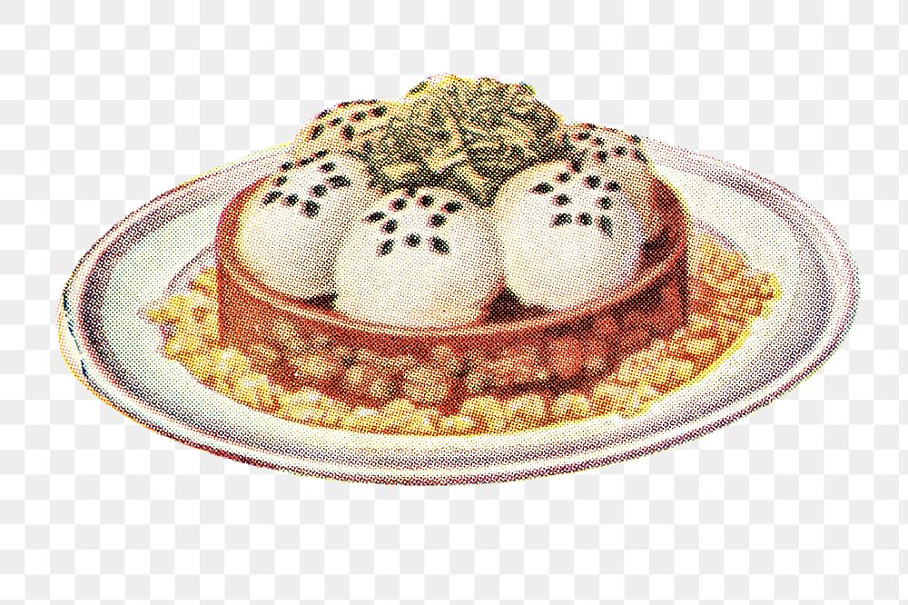Vintage chicken m&eacute;daillons dish design element