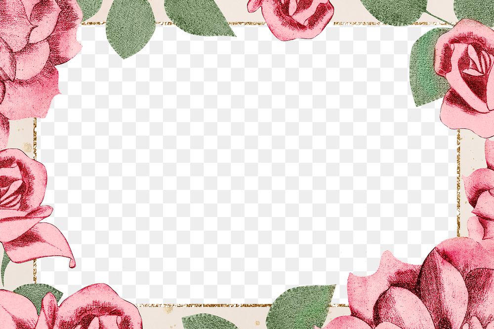 Vintage Pink Roses Frame Png 