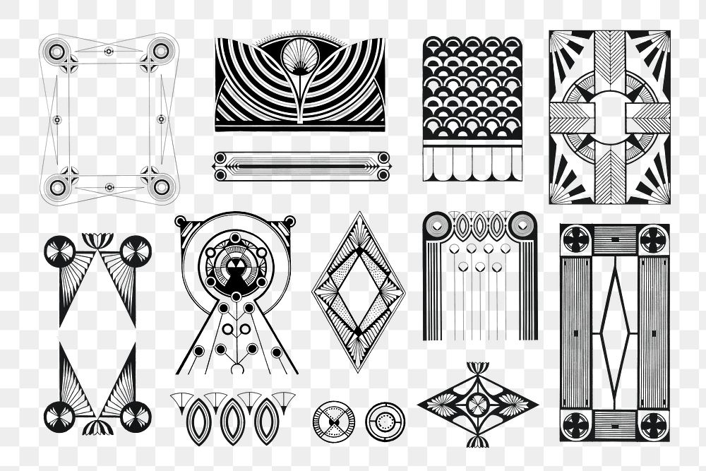Vintage Gatsby patterned ornament png art print, remix from artworks by Samuel Jessurun de Mesquita