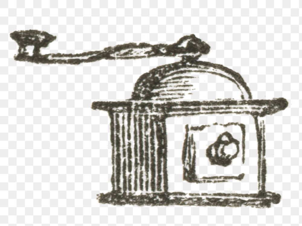 Old png coffee grinder hand drawn illustration