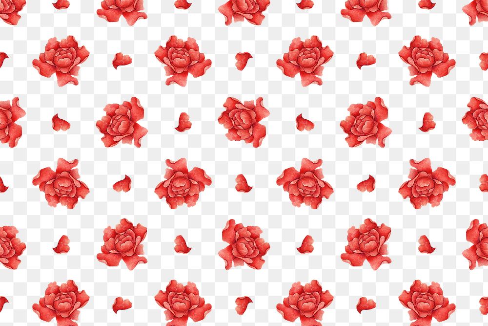 Rose floral pattern png transparent background, remix from artworks by Zhang Ruoai