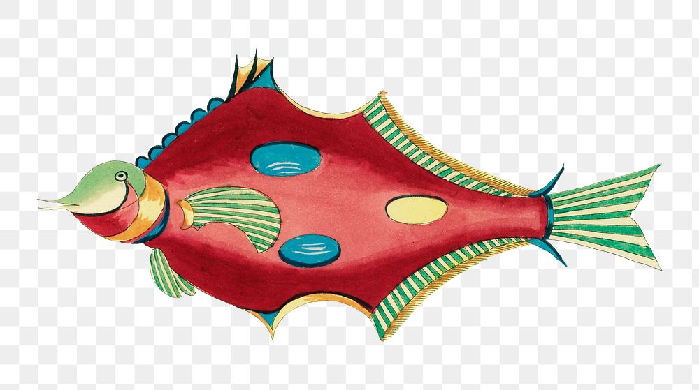 Vintage fish png sticker, aquatic animal colorful illustration, remix from the artwork of Louis Renard