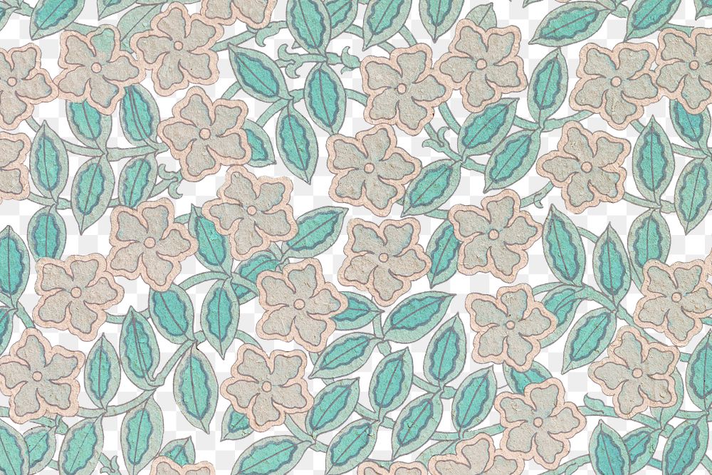 Art nouveau periwinkle flower pattern transparent png design resource