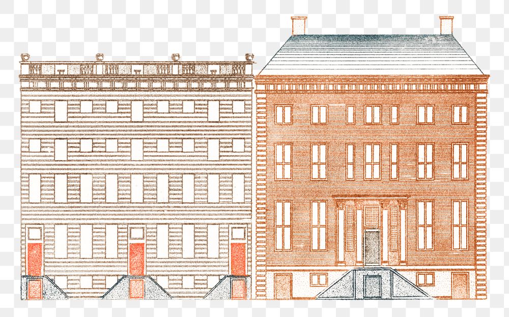 Png European old building sticker hand drawn illustration
