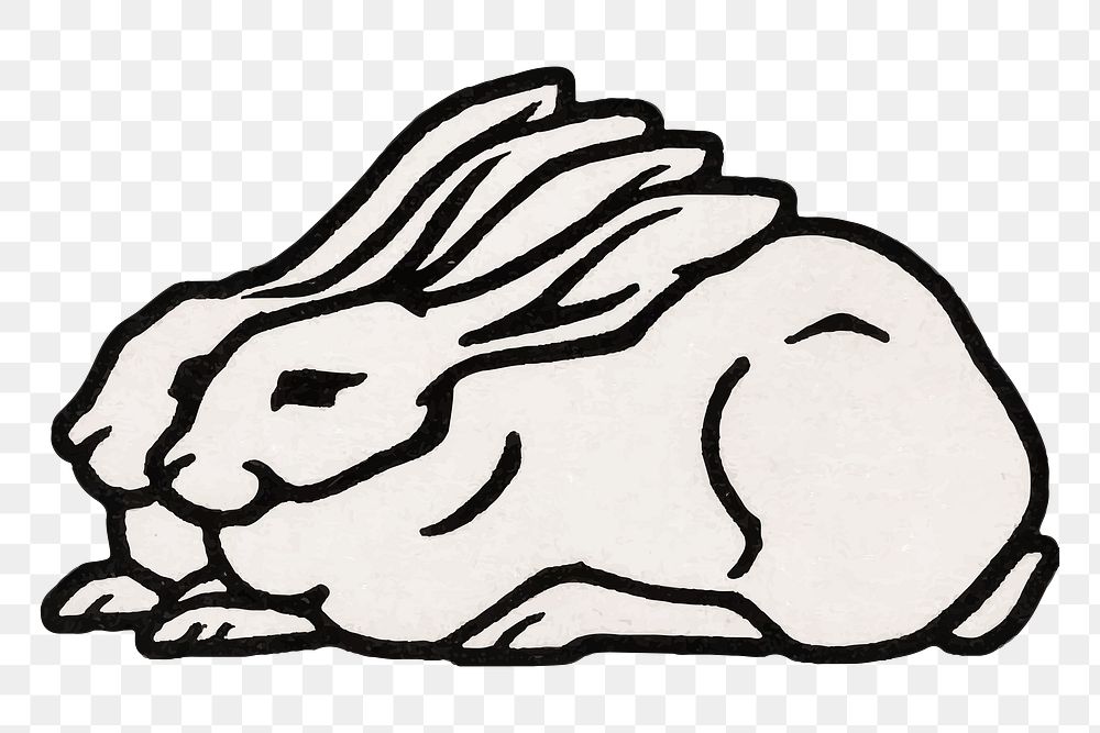 Vintage rabbit png animal sticker hand drawn