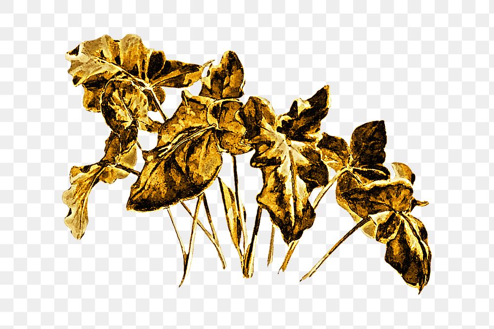 Vintage clump of gold leaves design element