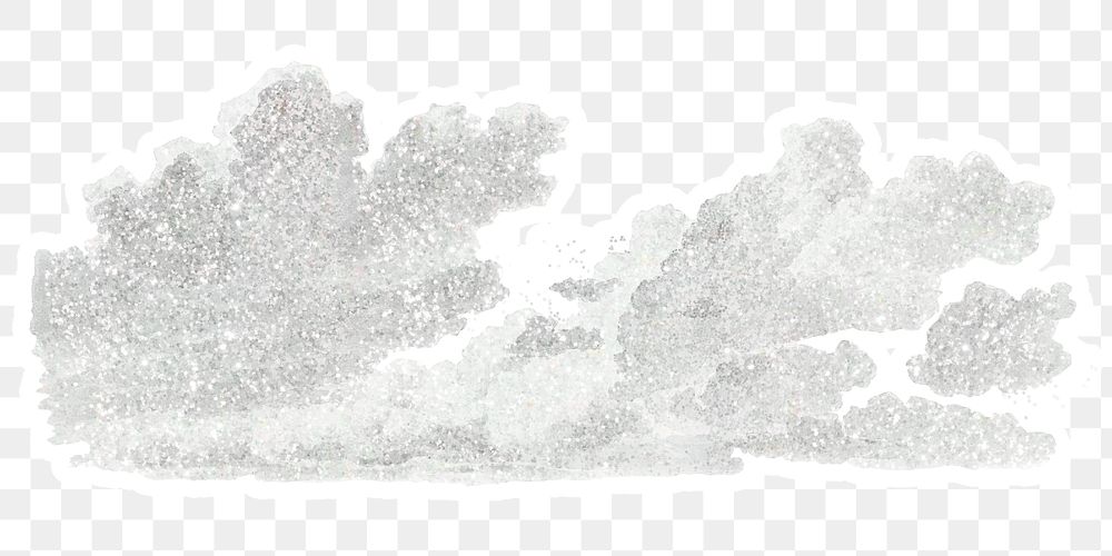 Vintage glitter cloud sticker with a white border