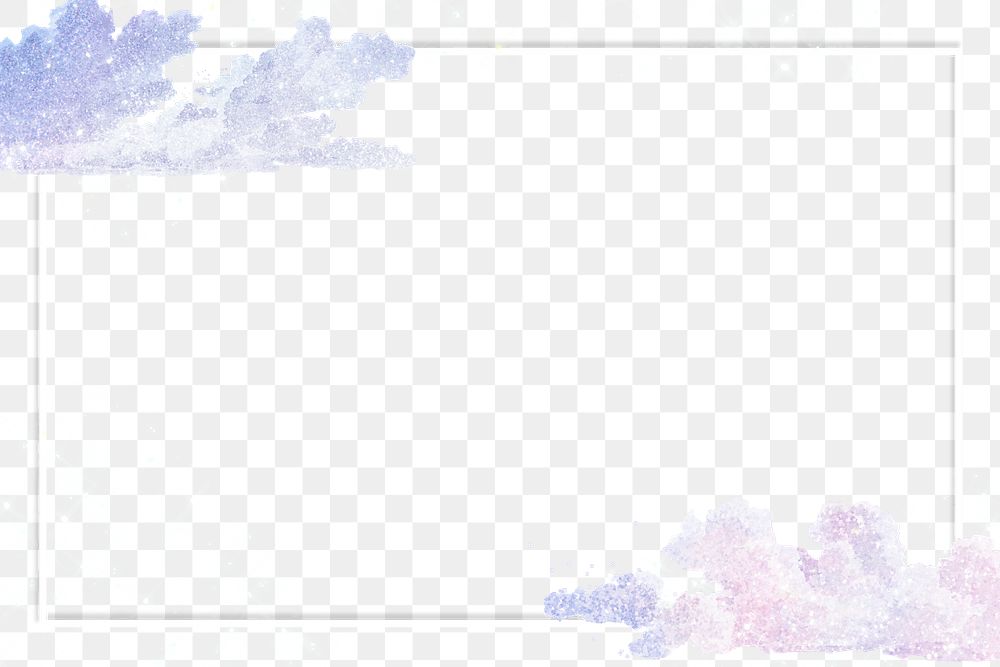 Rectangle white frame on a pastel glitter cloud patterned background design element