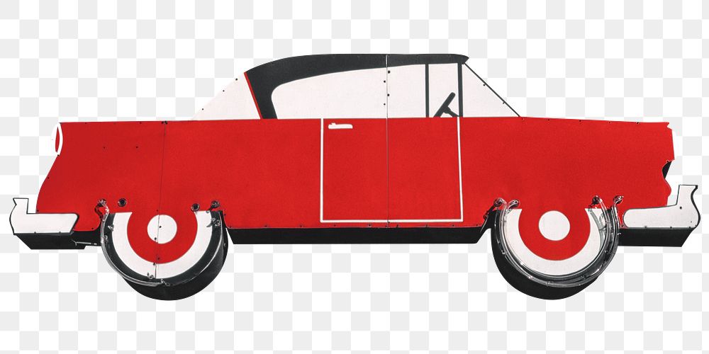 Png red car sign, remixed from artworks by John Margolies