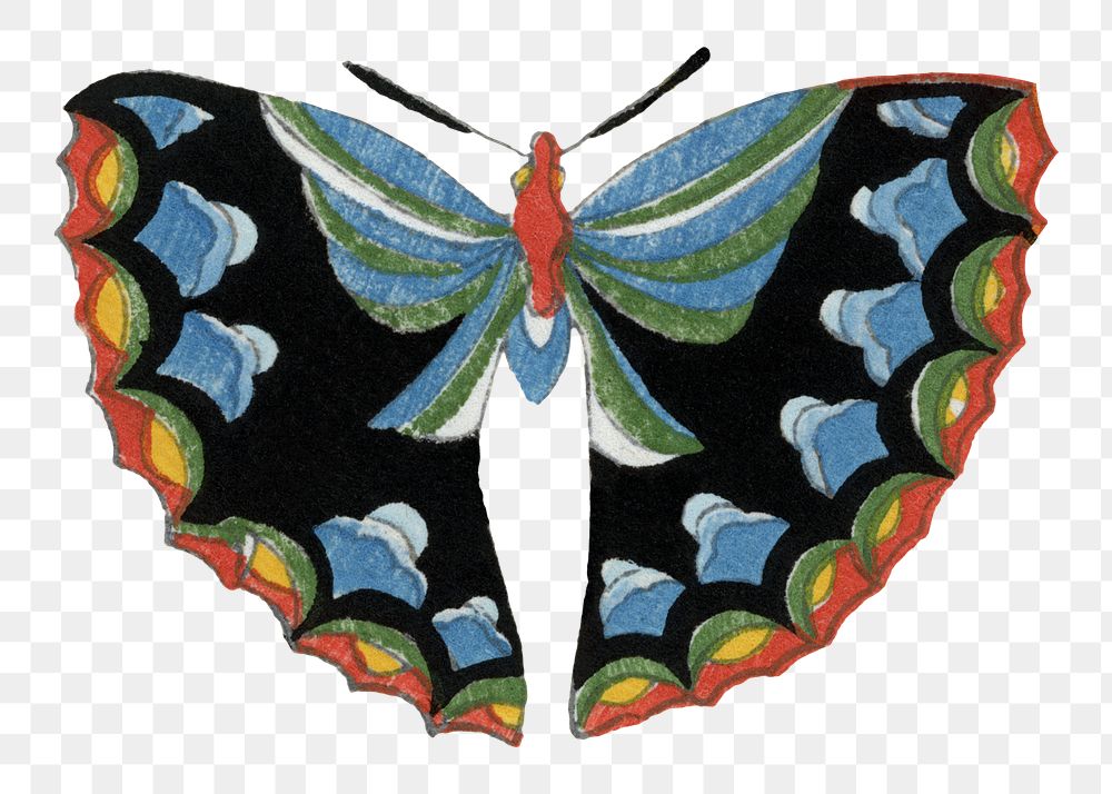 Colorful moth png sticker, Japanese woodblock print, vintage illustration