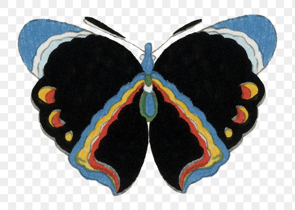 Colorful moth png sticker, Japanese woodblock print, vintage illustration