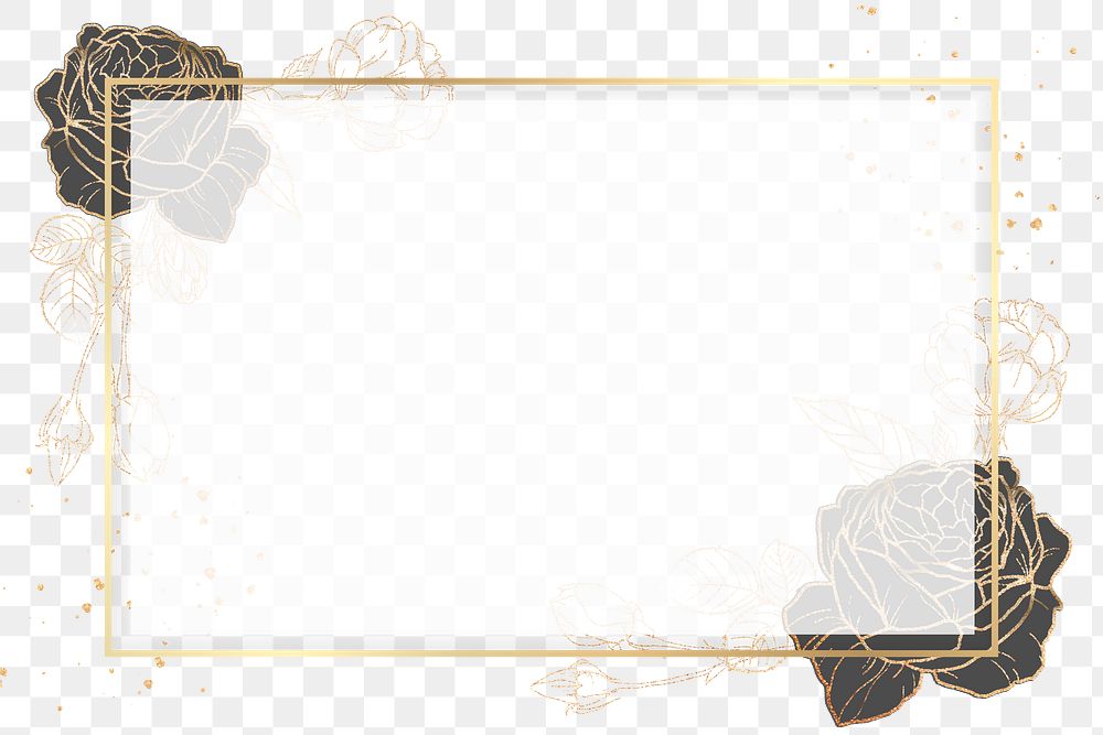 Gold frame with black roses design element