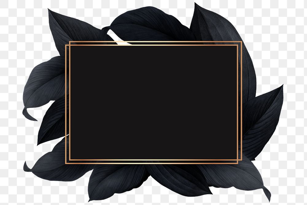 Black leaves with golden rectangle frame design element
