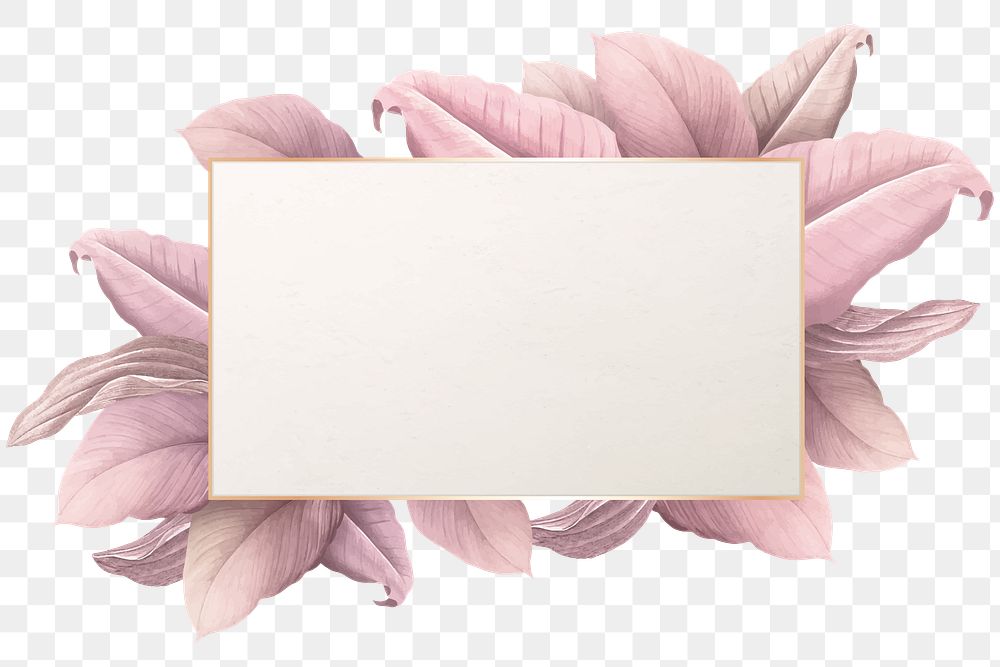 Pink leaves with rectangle frame design element