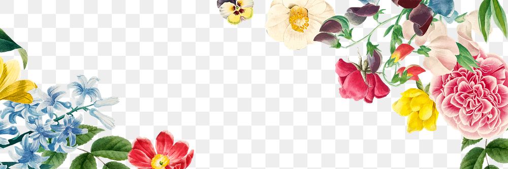 Colorful spring flowers decorated banner design element