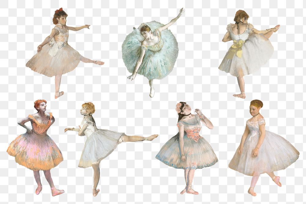 Ballet dancer png set, remixed from the artworks of the famous French artist Edgar Degas.