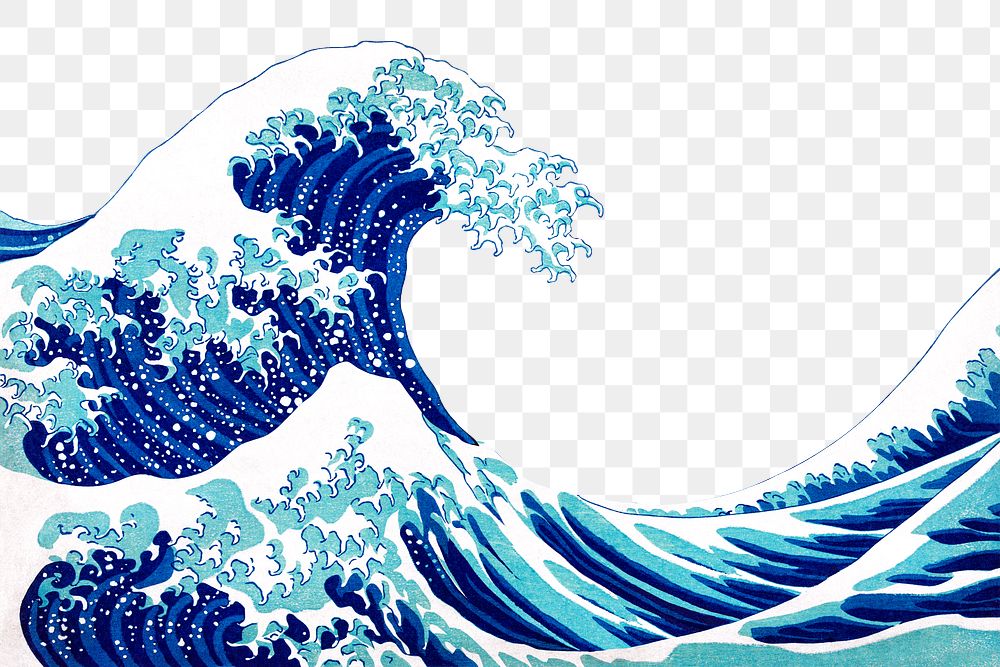 Katsushika Hokusai's The Great Wave off Kanagawa png, vintage wave on transparent background remixed famous artwork 