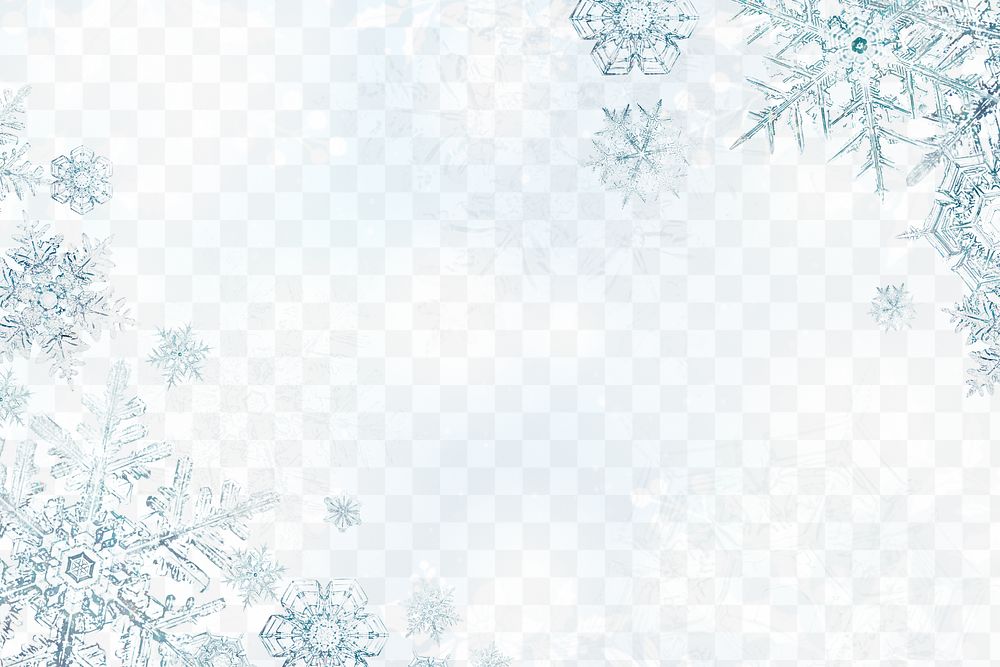 Snowflake Christmas icy frame png, remix of photography by Wilson Bentley