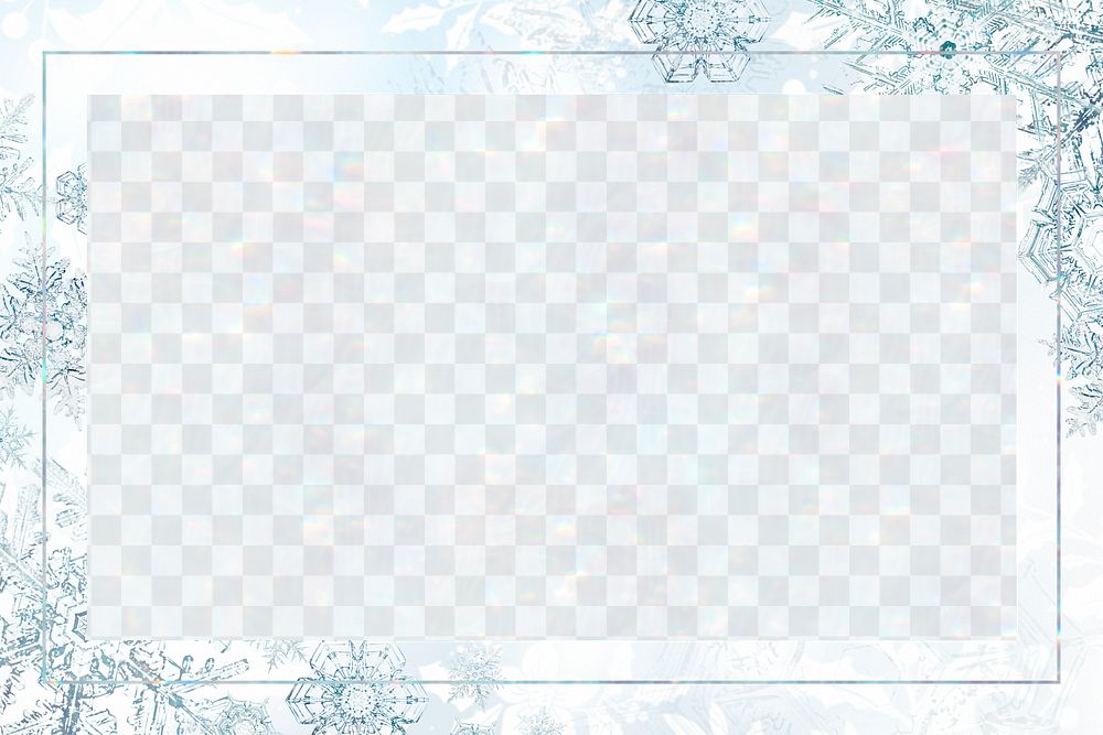 Snowflake season&rsquo;s greetings frame png, remix of photography by Wilson Bentley