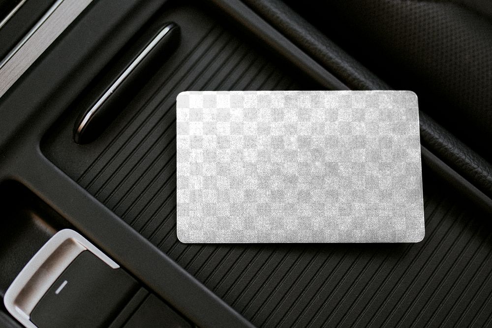 Blank business card on a center of car console space design element