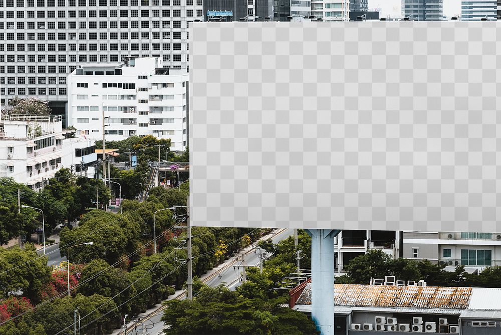 Billboard png mockup sign in a city