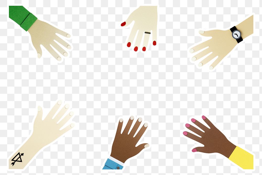 Paper craft hands frame design sticker