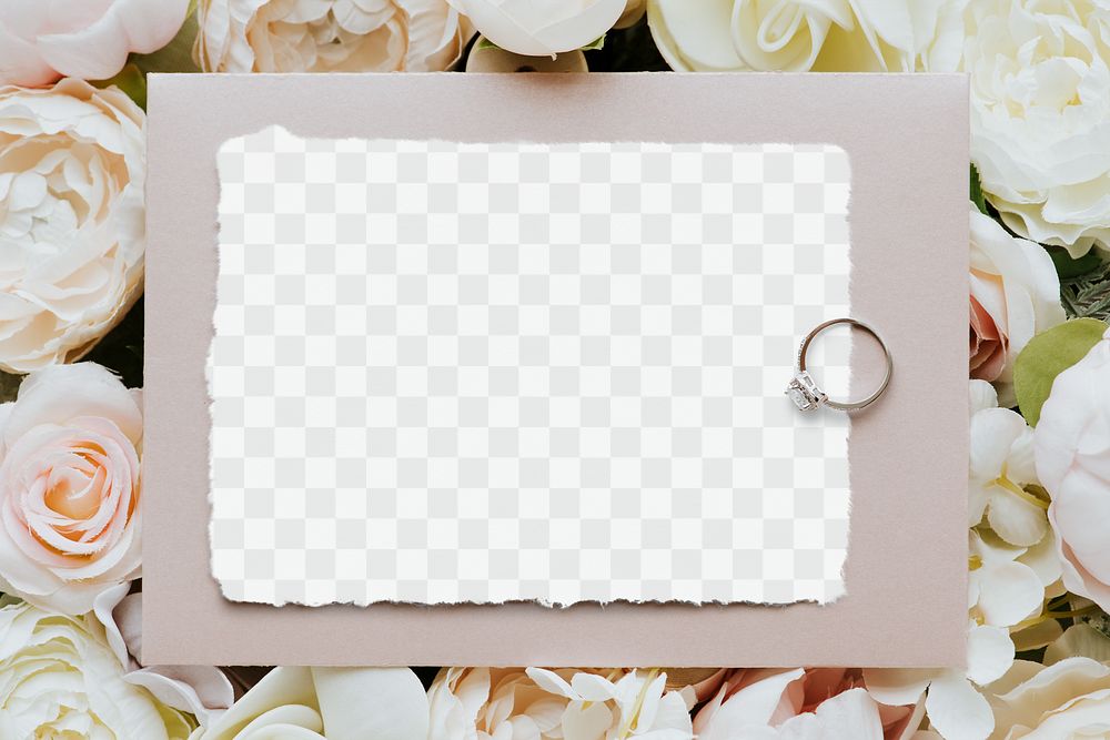 Wedding ring on a card mockup design element 