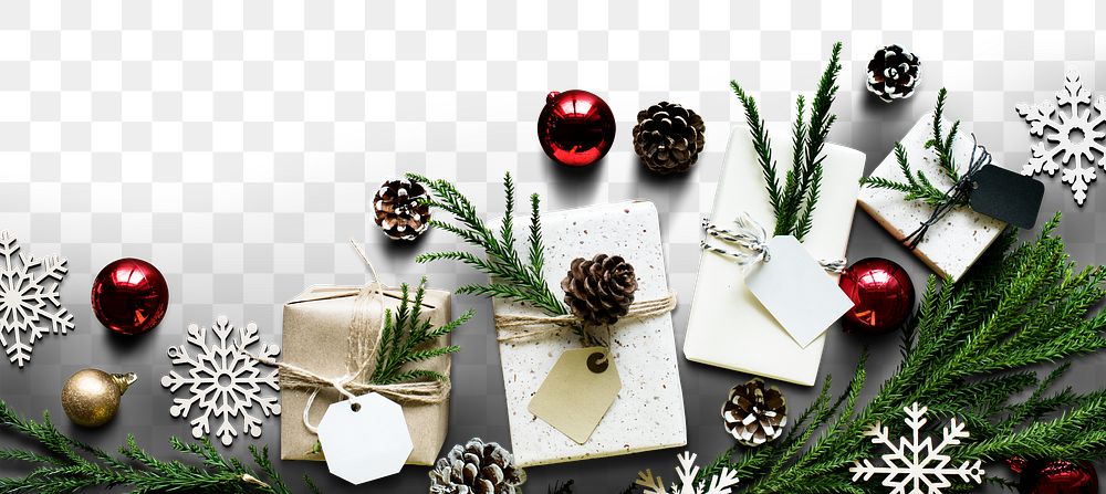 Christmas decorative ornaments png banner