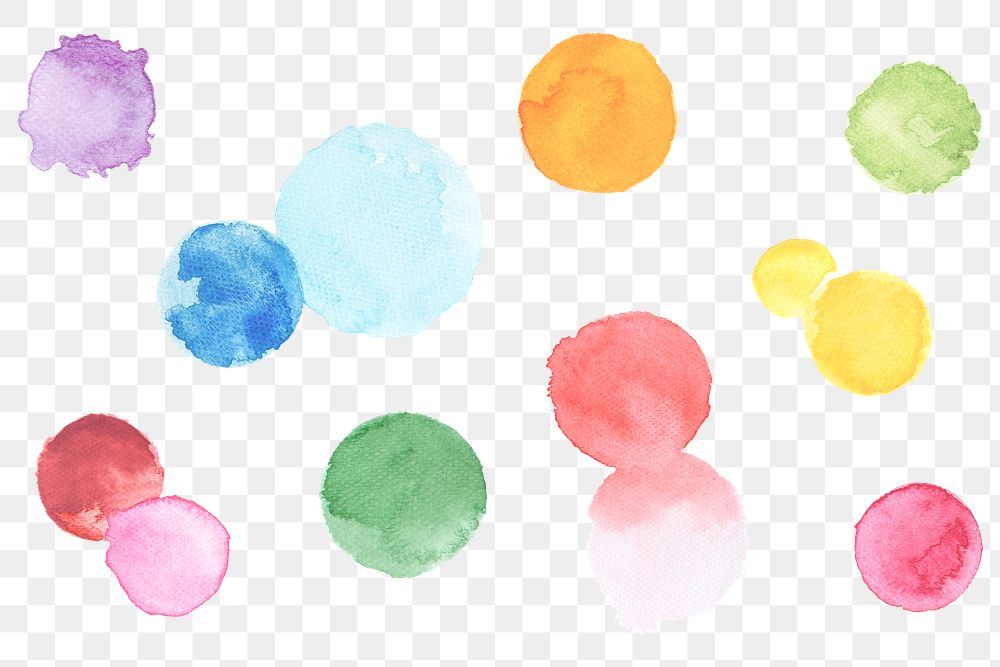 Colorful abstract watercolor blobs transparent png