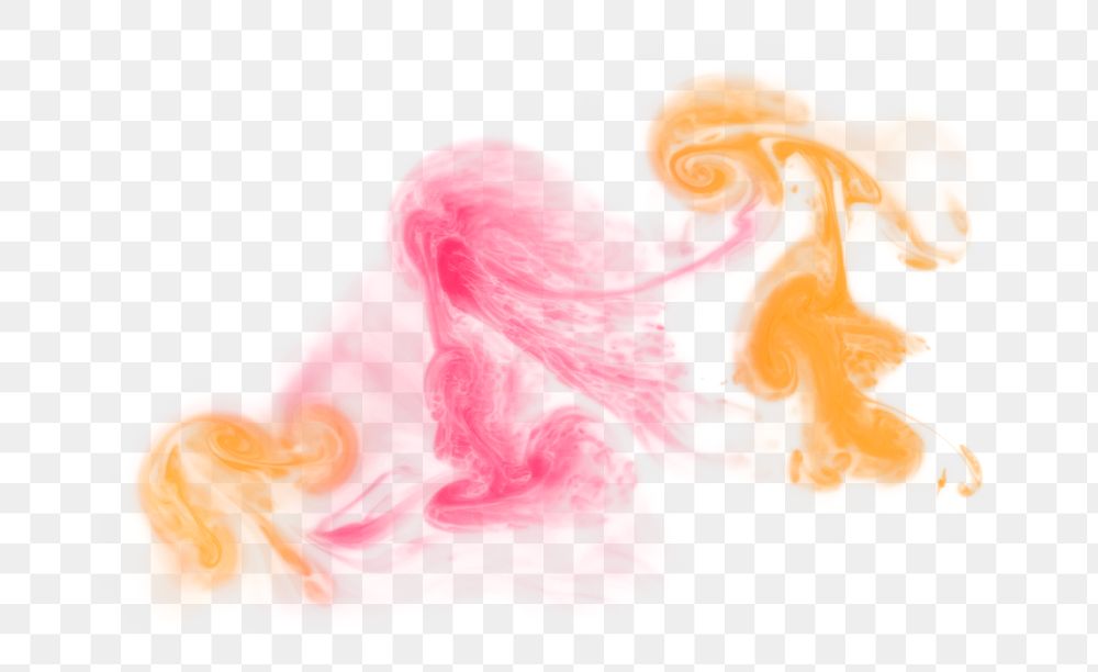 Orange and pink abstract watercolor transparent png