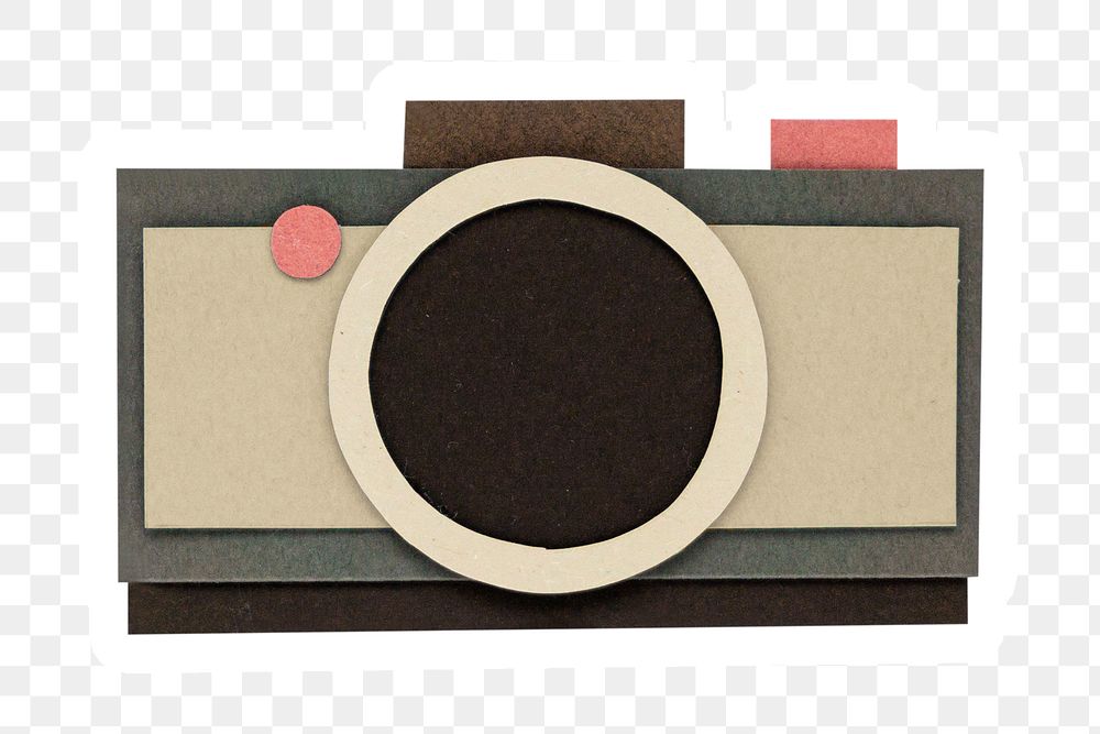 Brown analog camera paper craft sticker design element