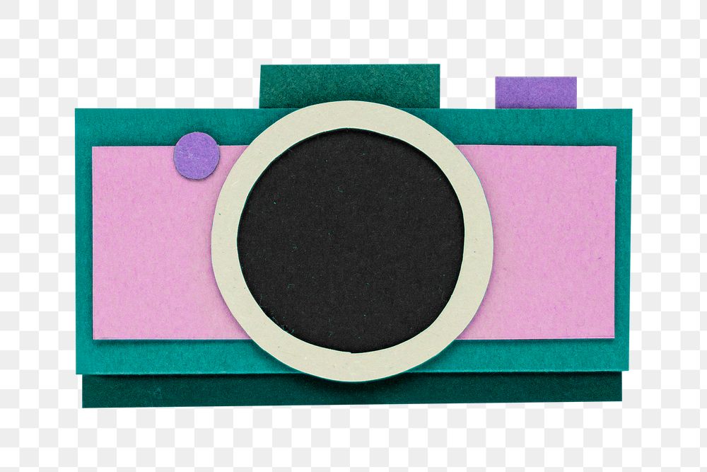 Pink analog camera paper craft design element