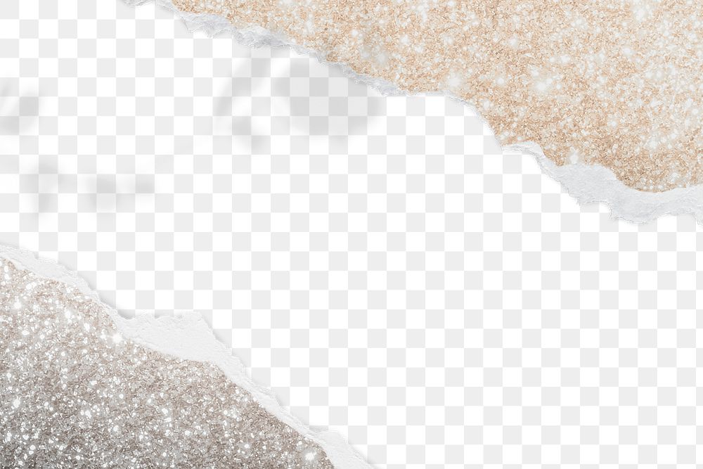 Ripped paper border frame png glitter handmade transparent background