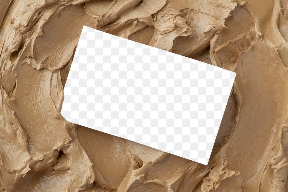 Png business card mockup on brown mocha frosting texture