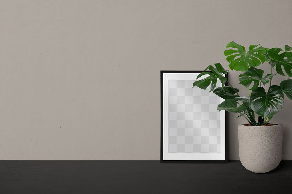 Picture frame png mockup against a wall | Free PNG - rawpixel