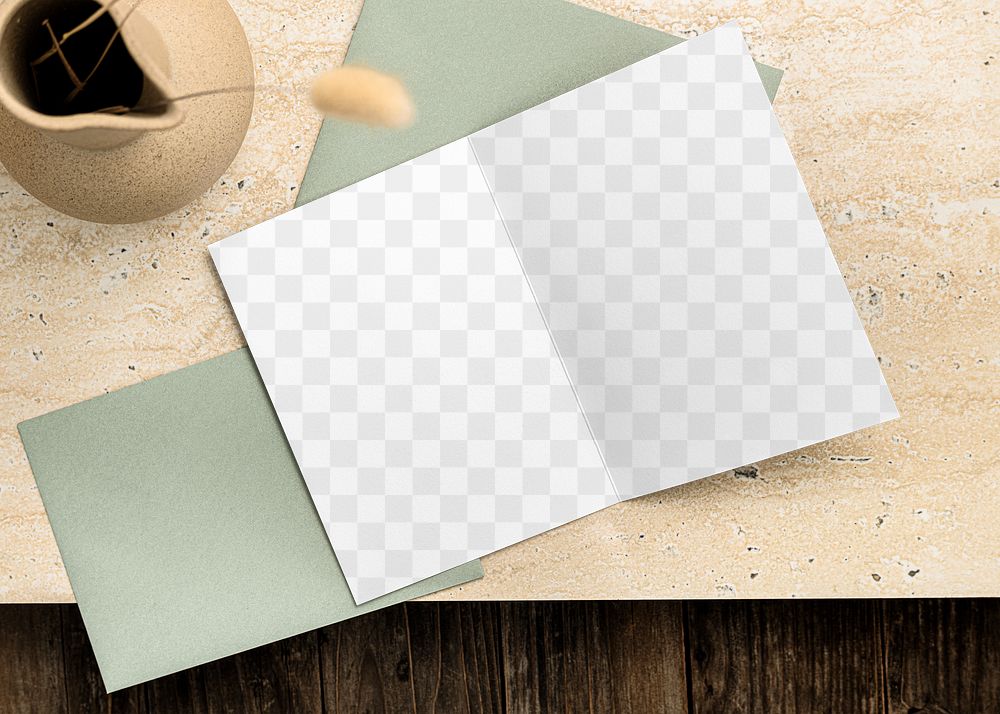 Png invitation card mockup on desk