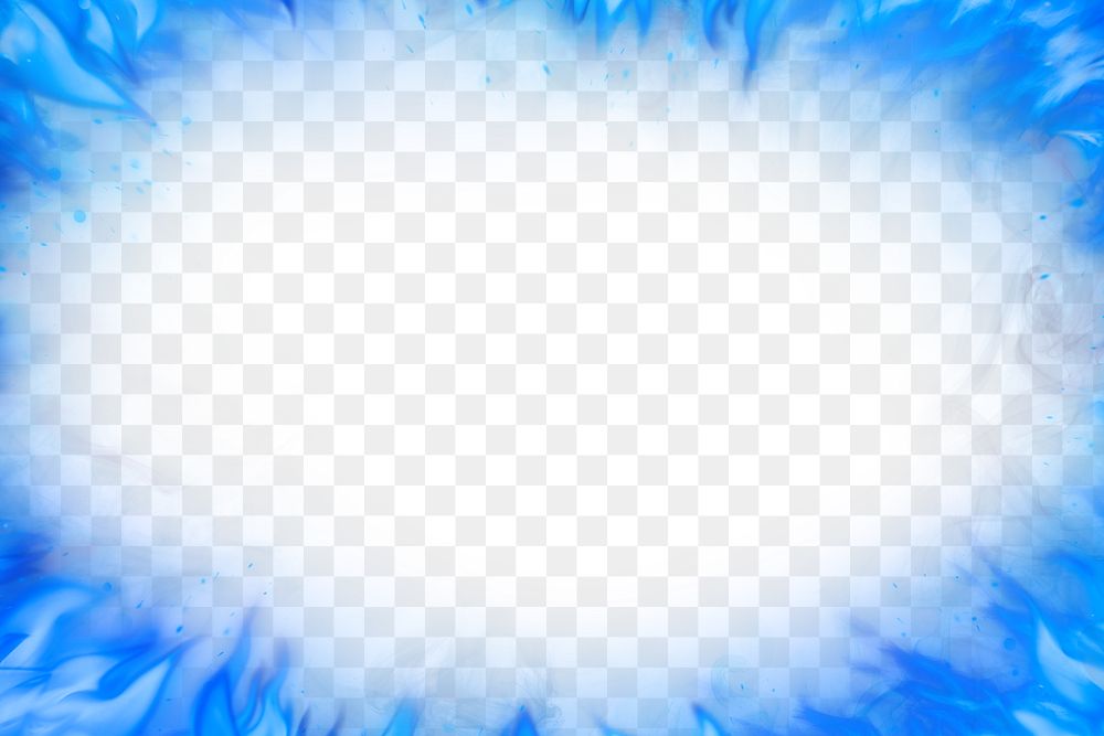 Flame png frame, blue realistic fire transparent image