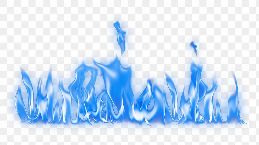 Blue flame png border, realistic fire transparent image