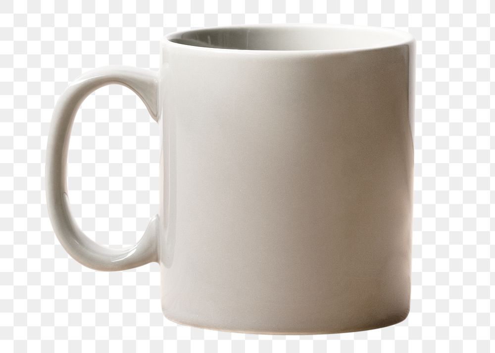 White coffee mug png, minimal kitchenware design, isolated object