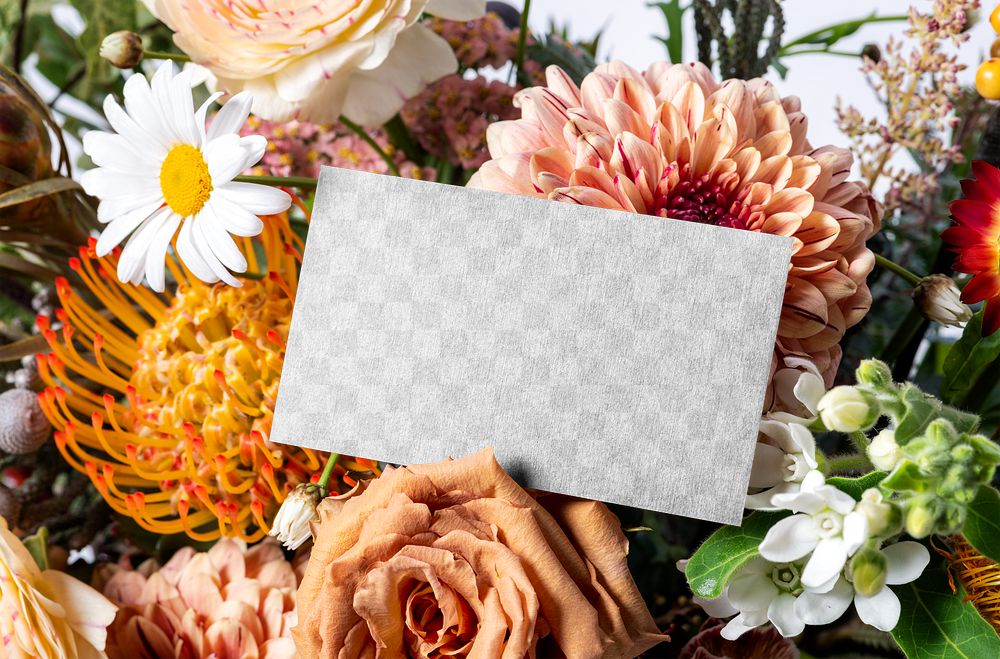 PNG card mockup transparent, flower shop corporate identity