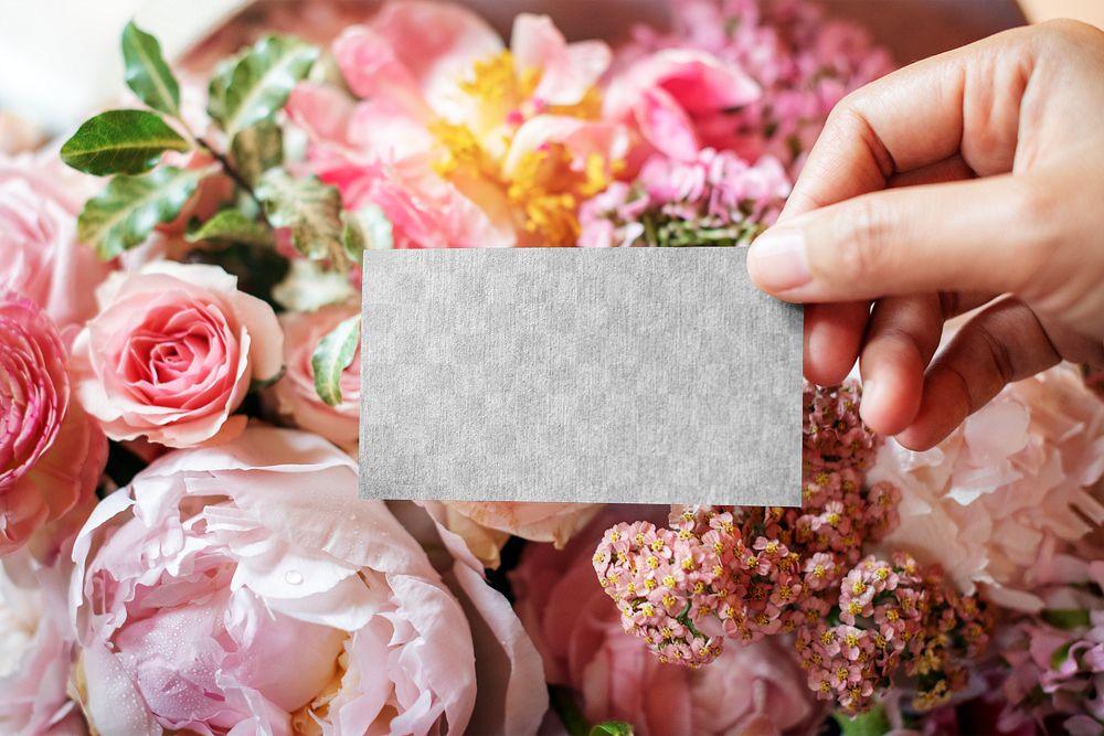 PNG flower bouquet card mockup transparent design