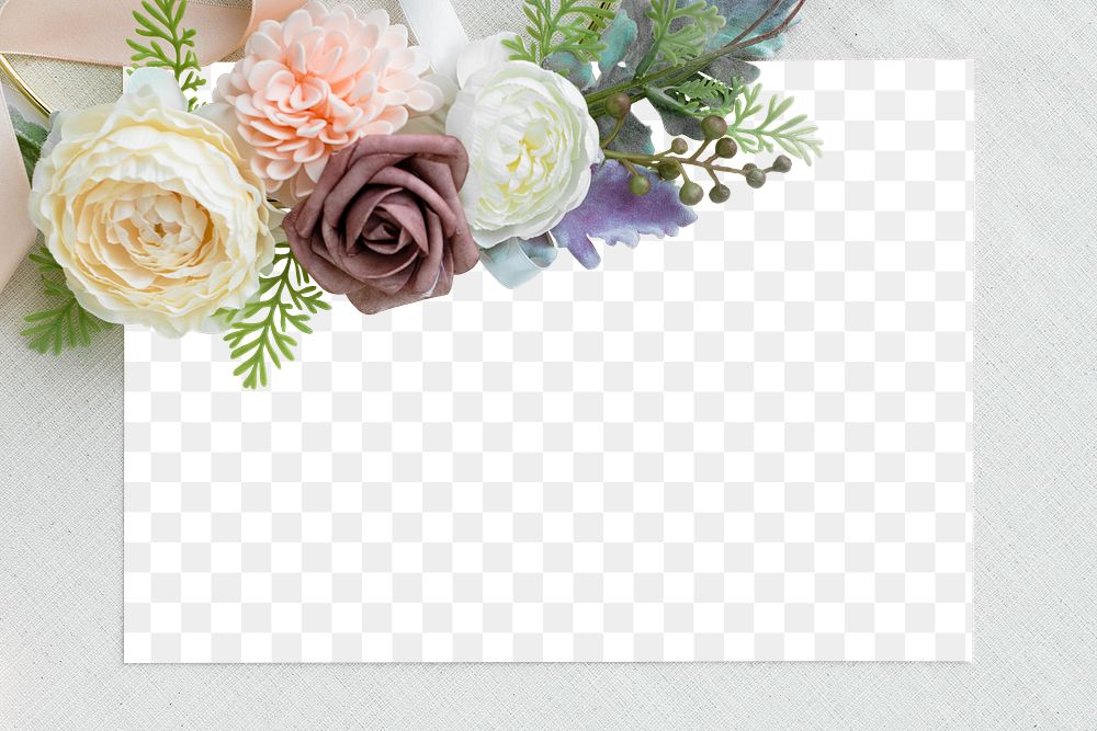 Blank card mockup with flowers