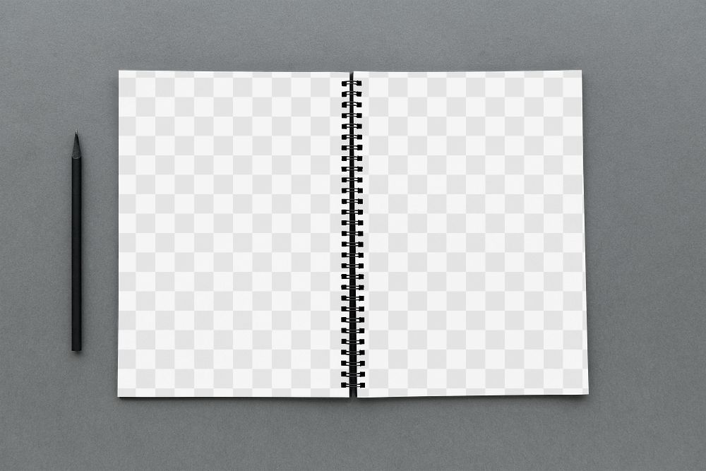 Opened notebook page with a black pencil design element