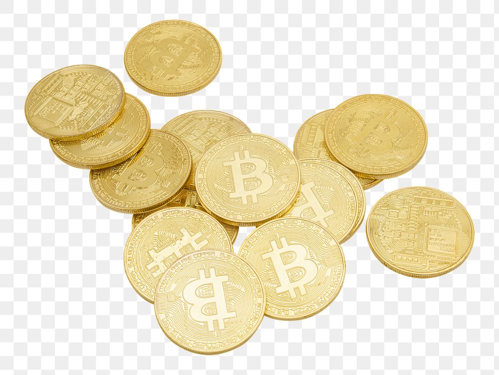 Golden bitcoins cryptocurrency design element 