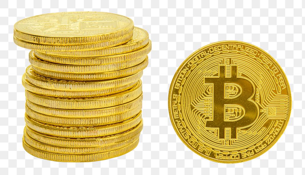 Stack of golden bitcoins design element