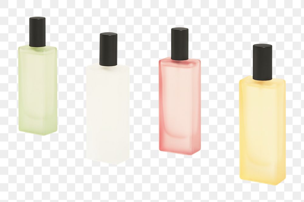 Collection of colorful perfume packaging design element